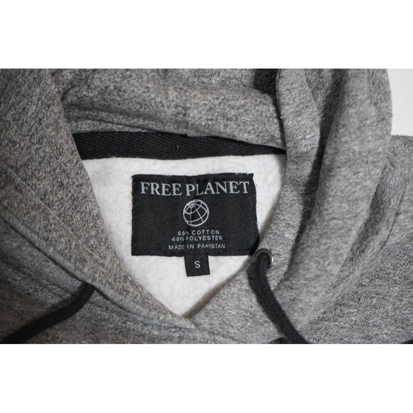 Free Planet Hoodie Mens Small Gray Pullover‎ Hooded Sweatshirt - Picture 2 of 6